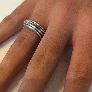 Men’s Sterling Silver Rope Spinner Ring Size 8